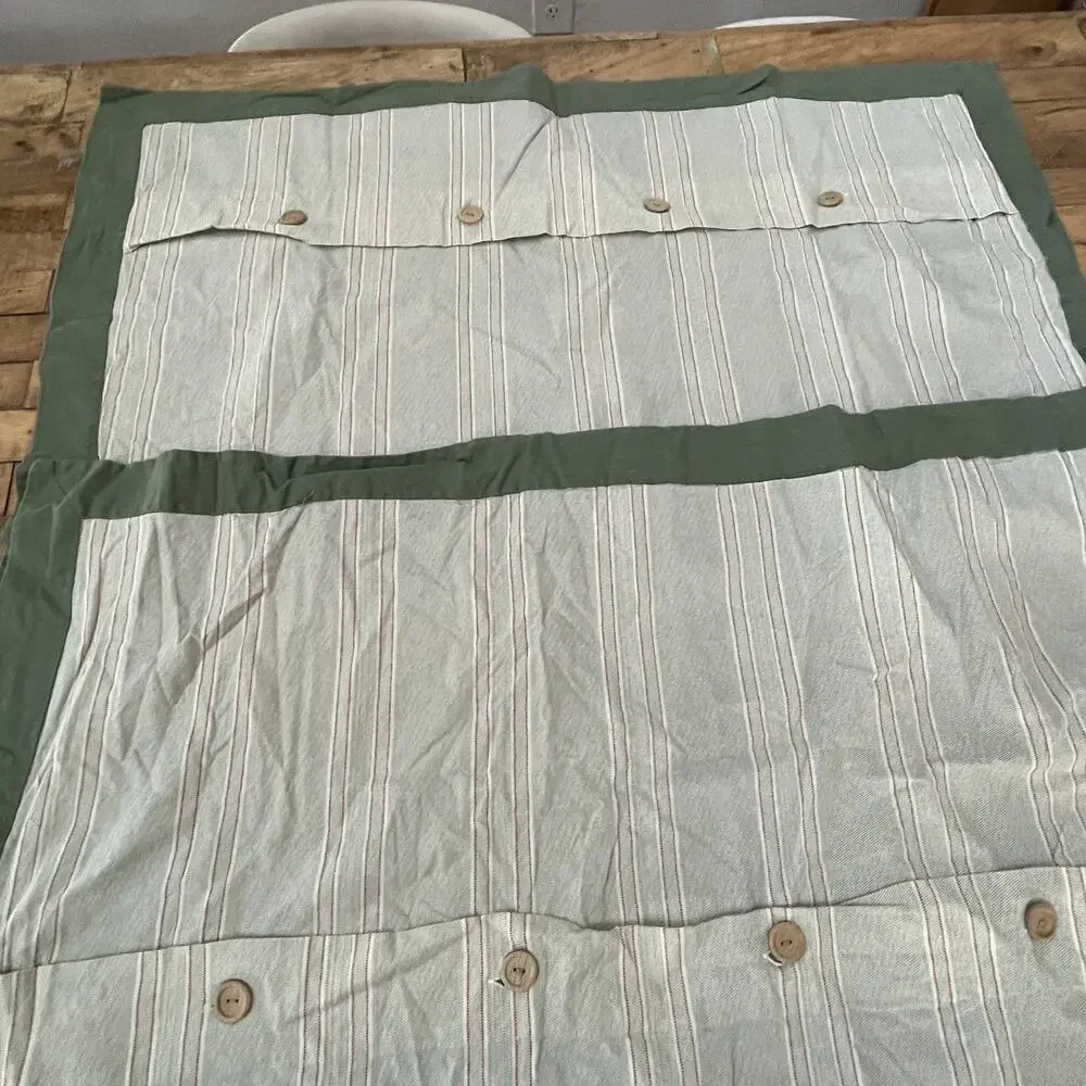 Grace Designs Green Linen Blend Green Striped Pillowcases King Size